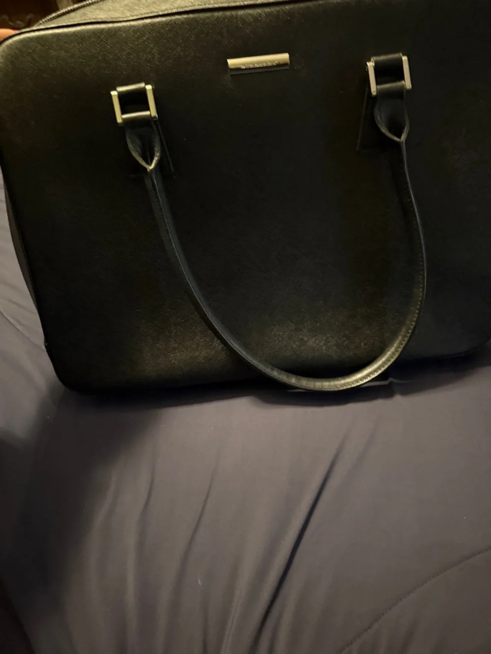 Burberry Black Leather Briefcase Laptop Bag Nova Check Interior